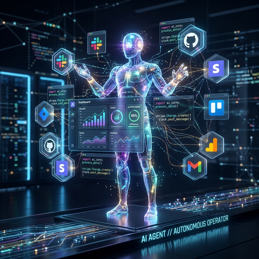 Agente autónomo de IA conectado a múltiples herramientas como Slack, GitHub y Stripe vía MCP